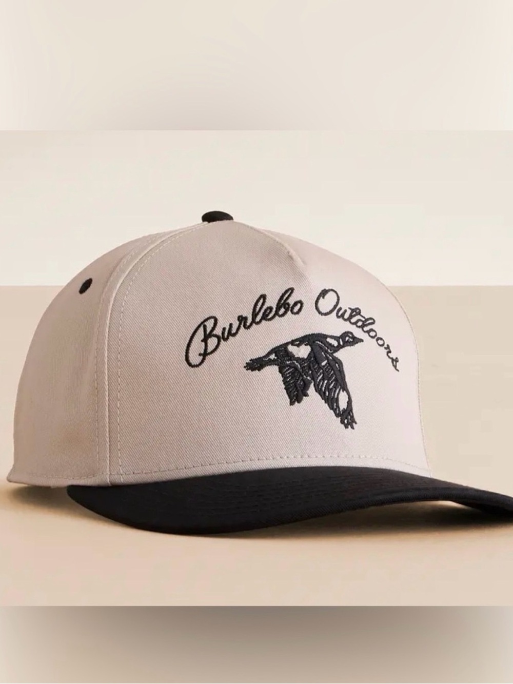 BURLEBO Two-Tone Beige and Black Embroidered Cap
